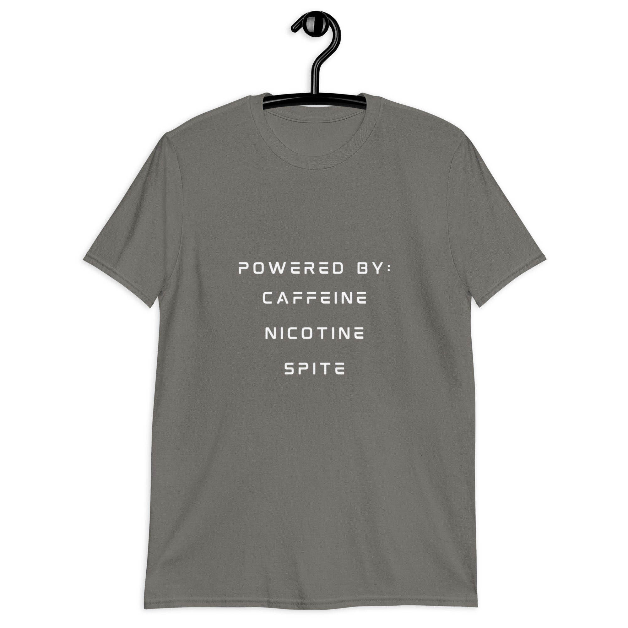 Powered By: Caffeine/Nicotine/Spite (T-Shirt) - Off Grid Outfitters