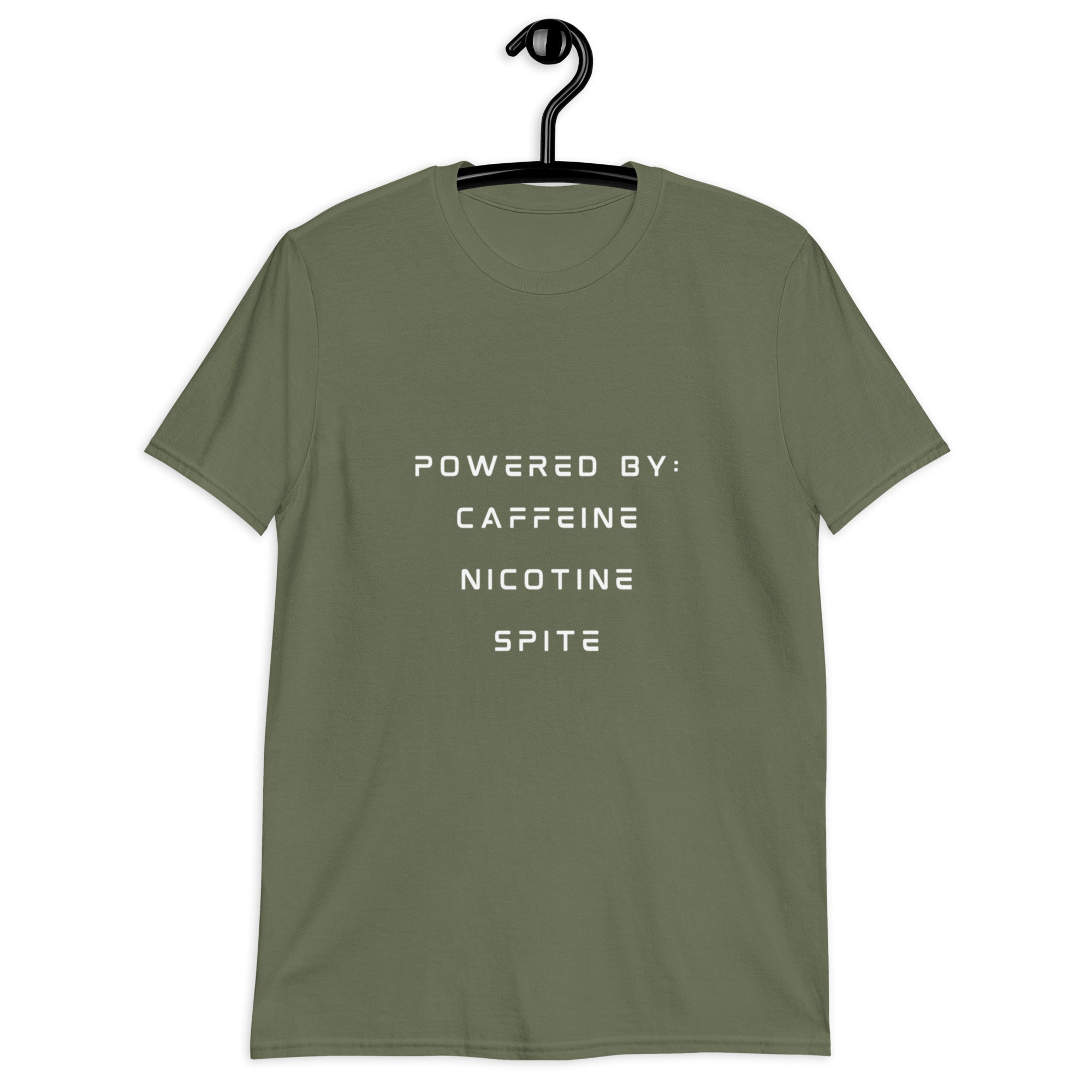 Powered By: Caffeine/Nicotine/Spite (T-Shirt) - Off Grid Outfitters